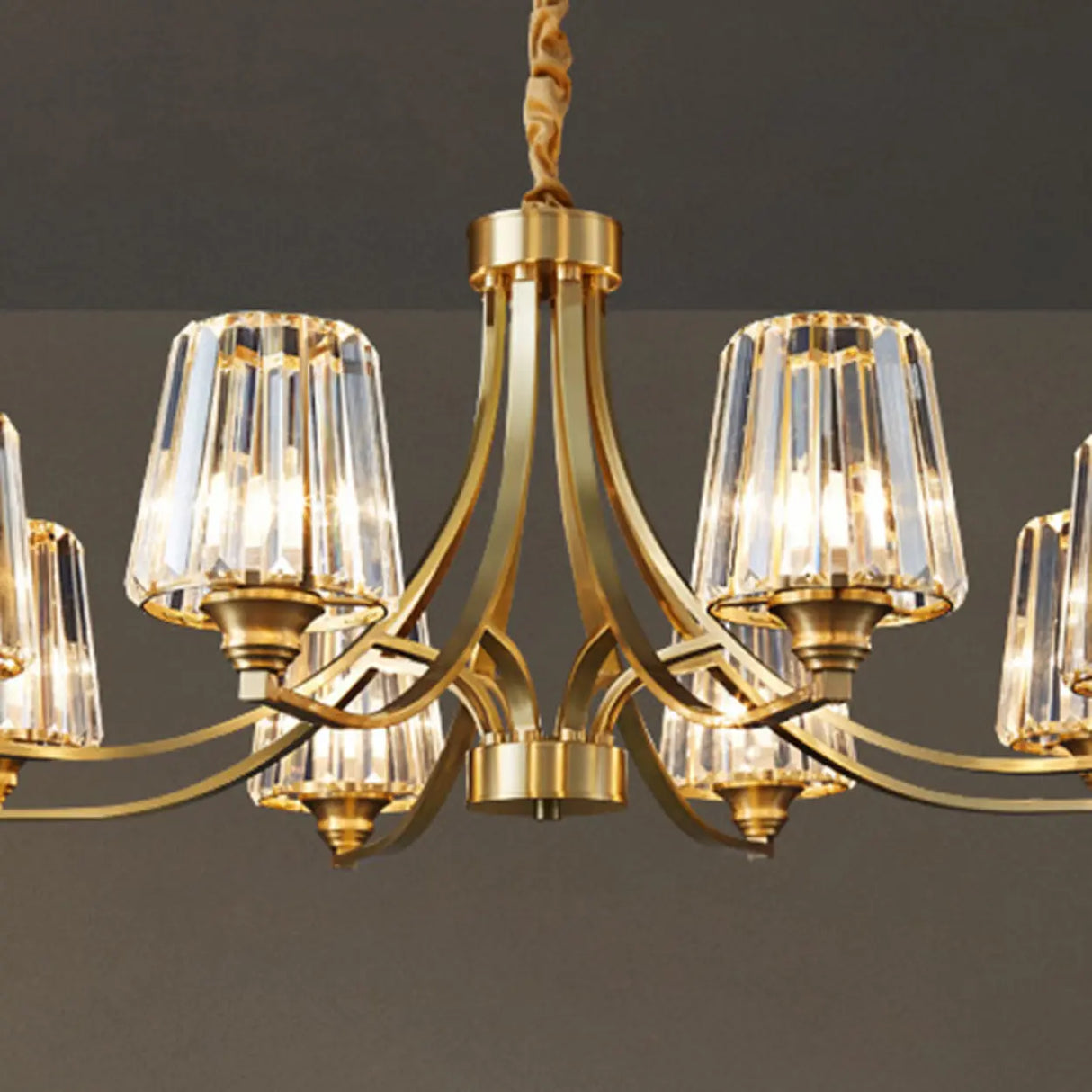 10-Light Modern Luxury Brass Crystal Chandelier Image - 10