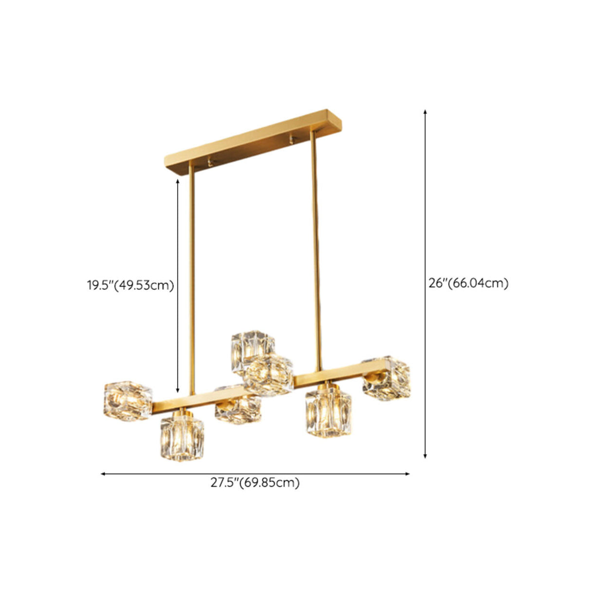 11-Light Luxury Gold and Crystal Square Island Light