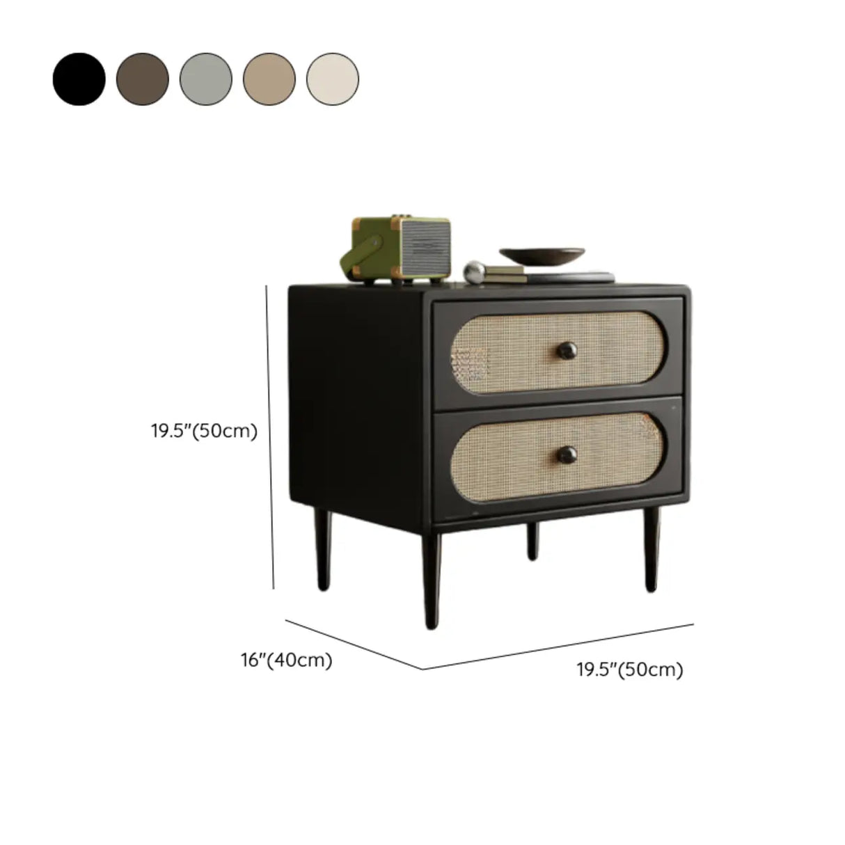 2-Drawer Rectangular Leatherette Off-White Nightstand