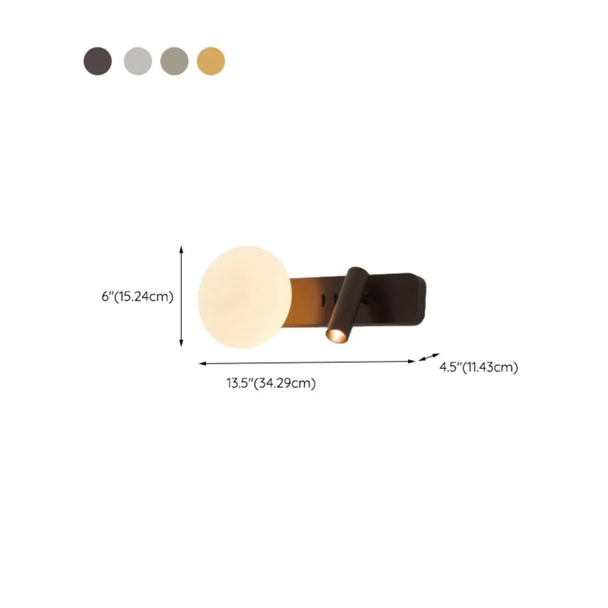 2-Light Brass Cylinder Globe Aluminum Reading Wall Sconce