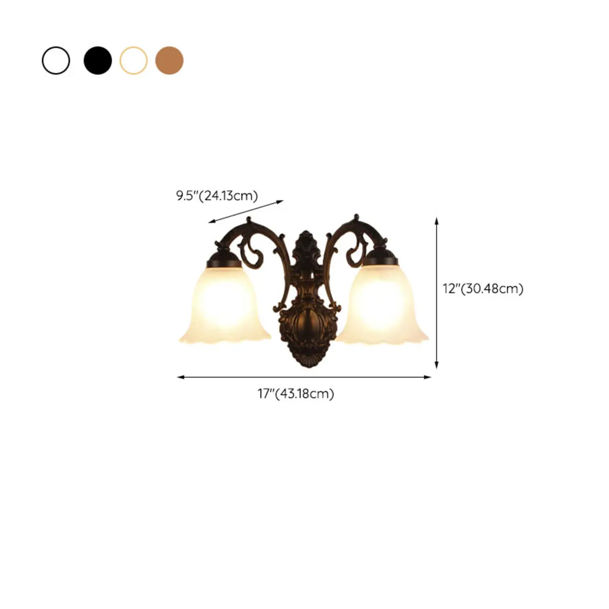 2-Light European White Bell-Shaped LED Vanity Light Image - 11