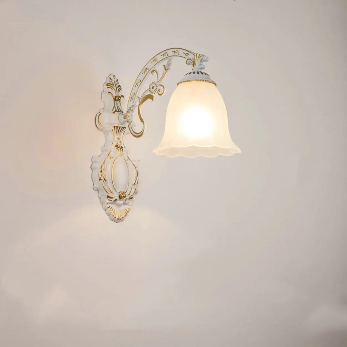 2-Light European White Bell-Shaped LED Vanity Light Image - 2