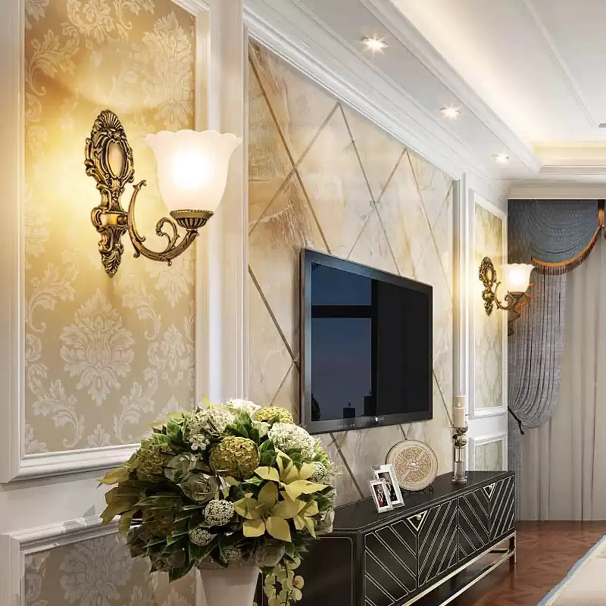 2-Light European White Bell-Shaped LED Vanity Light Image - 3