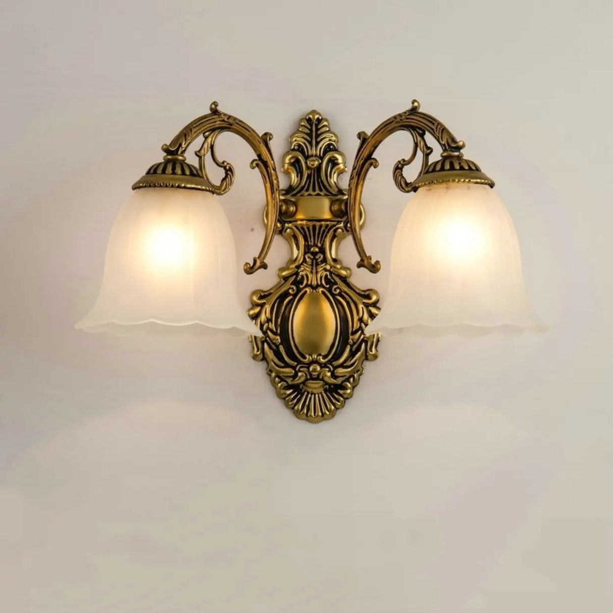 2-Light European White Bell-Shaped LED Vanity Light Image - 5
