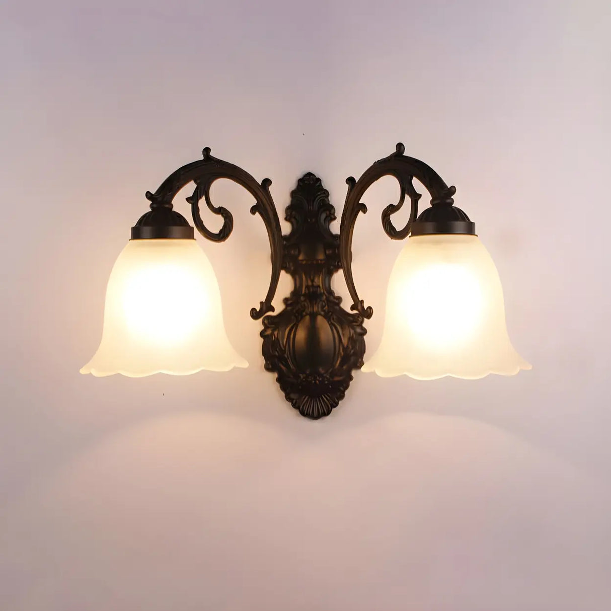 2-Light European White Bell-Shaped LED Vanity Light Image - 7