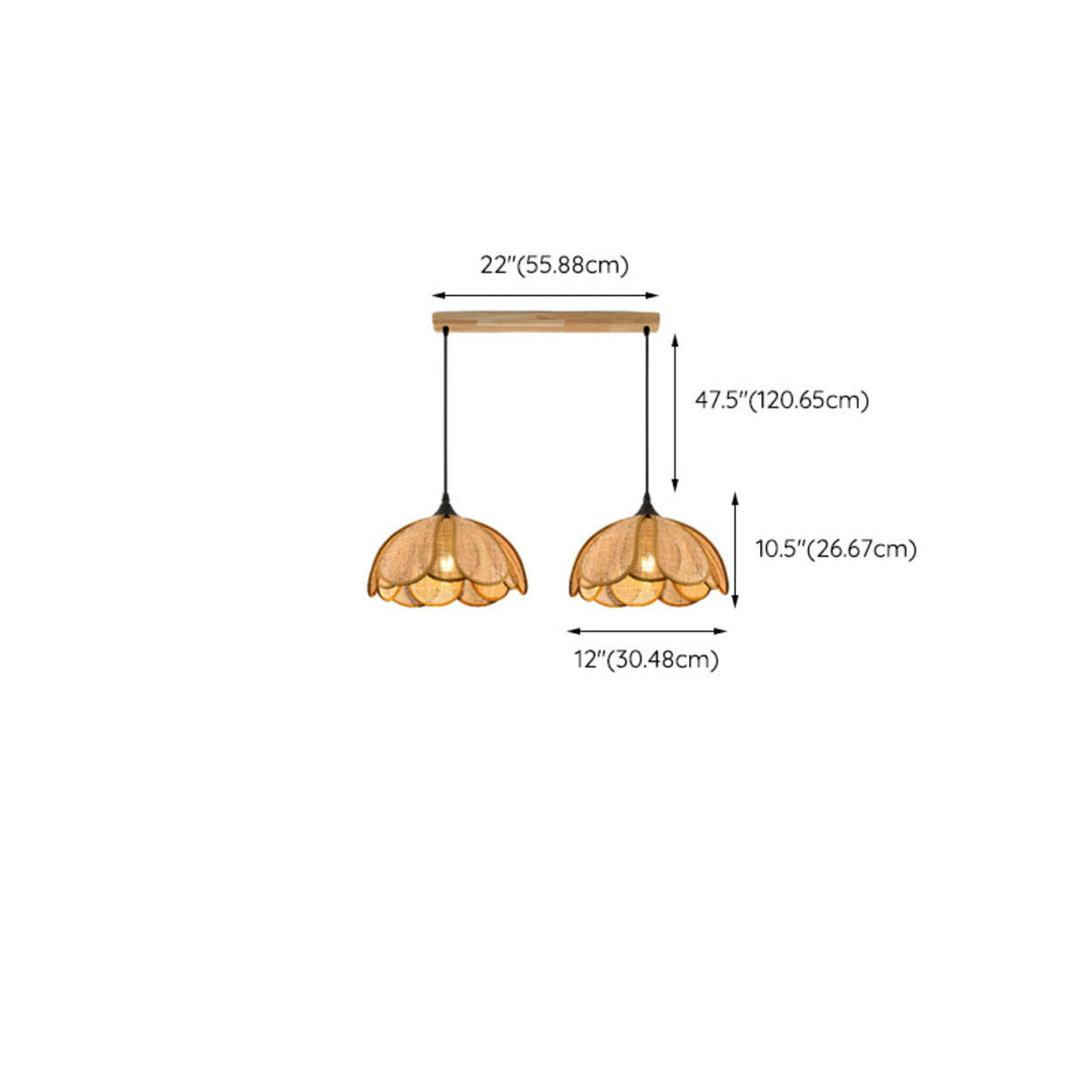 2-Light Rustic Petal Wood LED Island Light Fixture