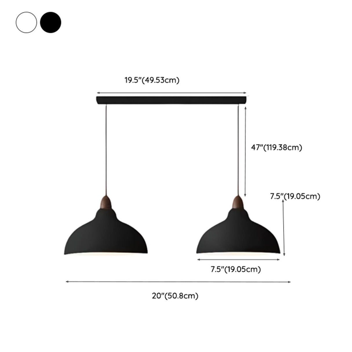 2-Light Simple Adjustable Dome Island Pendant Light