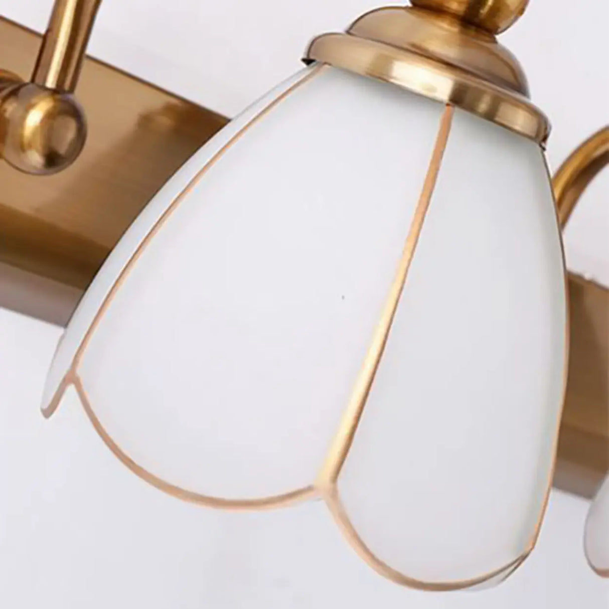 2-Light Vintage Brass Floral Glass LED Vanity Light Image - 12