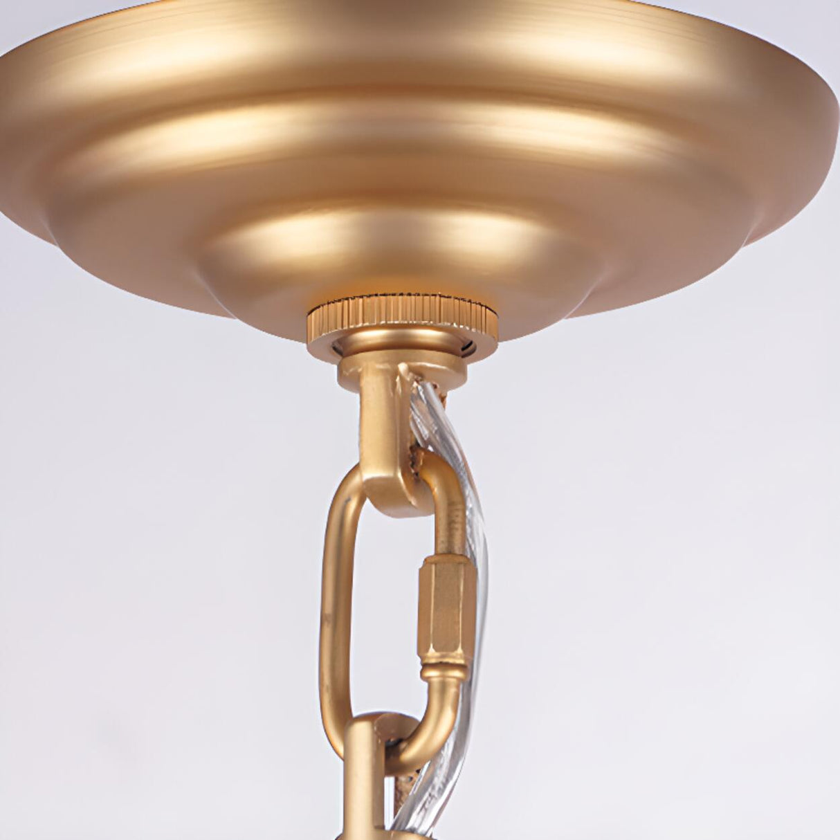 2 Tiers Adjustable Height Gold Drum Crystal Chandelier Image - 6