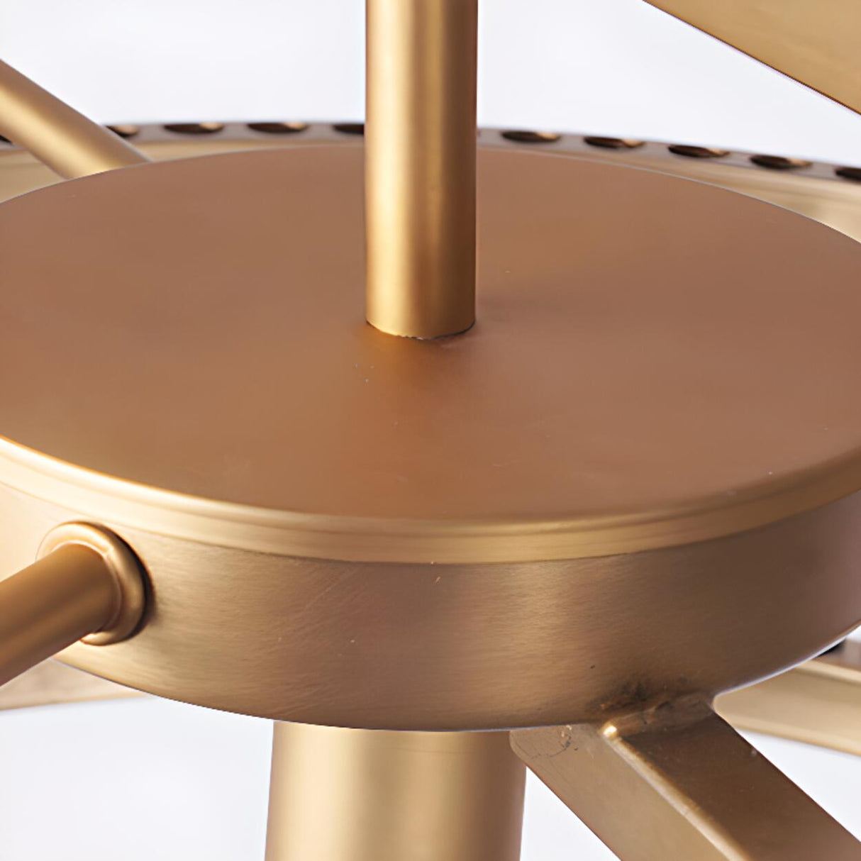 2 Tiers Adjustable Height Gold Drum Crystal Chandelier Image - 7