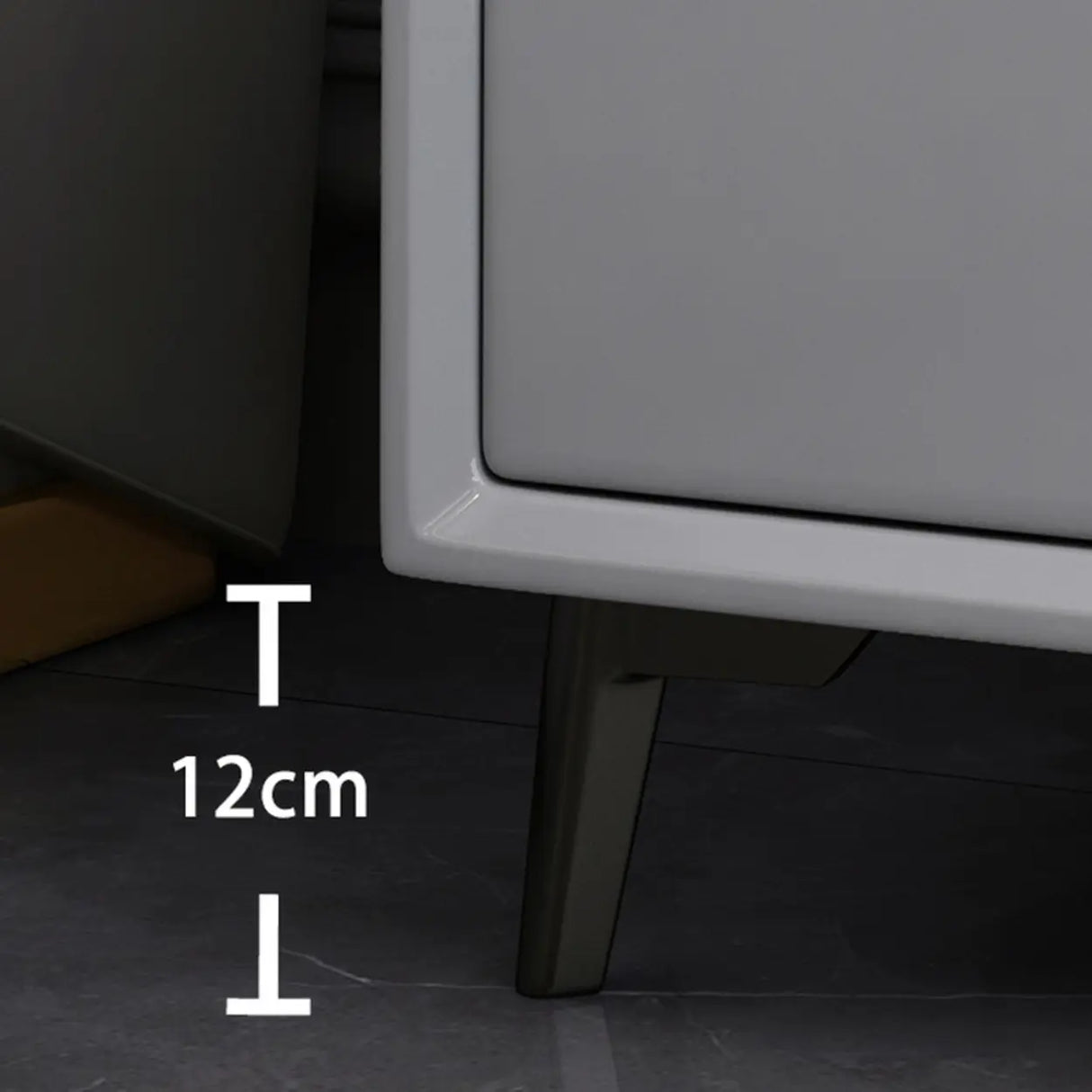 2 Tiers Square Sintered Stone and Wood Grey Nightstand Image - 8