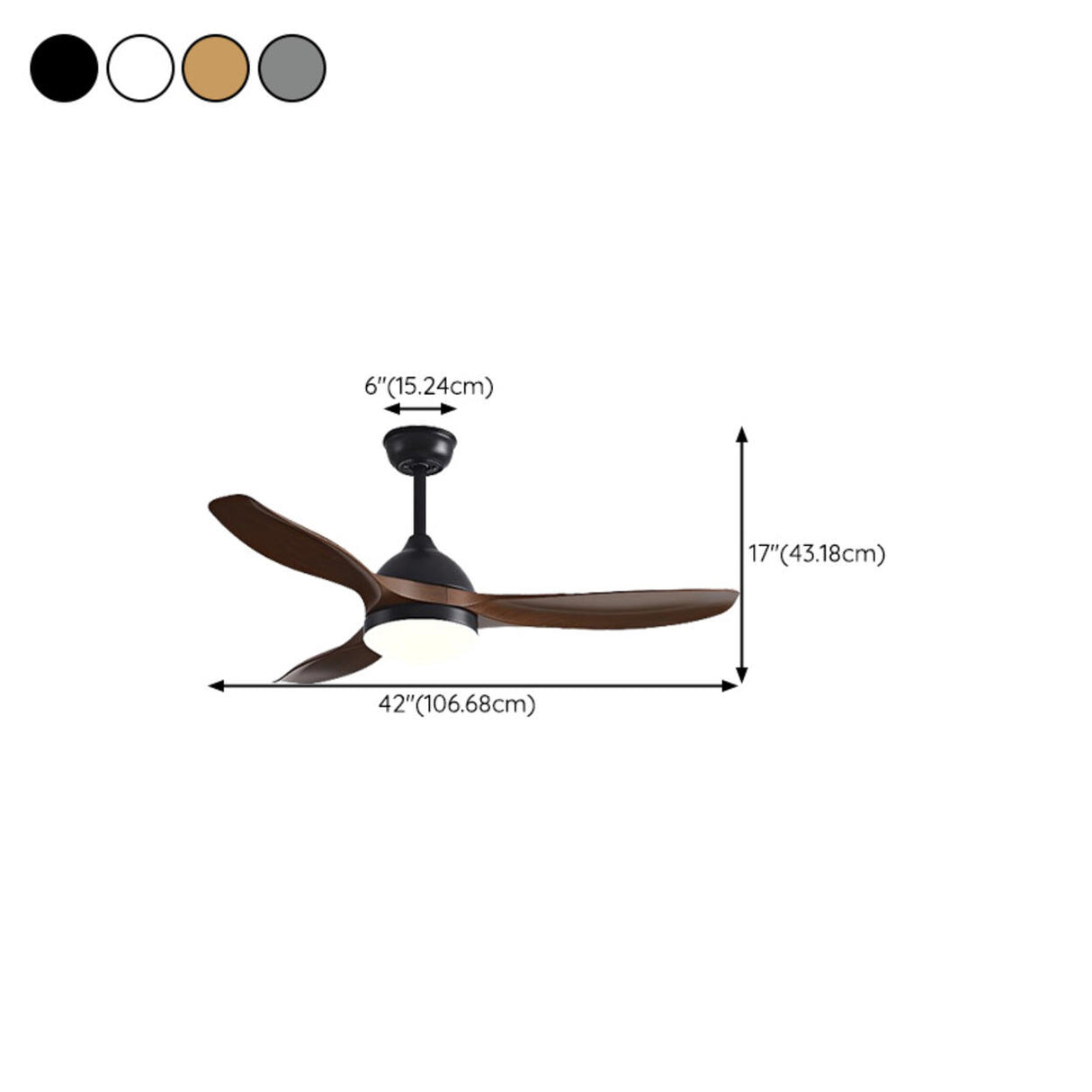 3-Blade Adjustable Hanging Rod LED Ceiling Fan Light