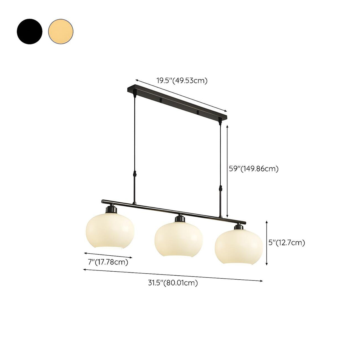 3-Light Adjustable Trendy Globe Island Pendant Light