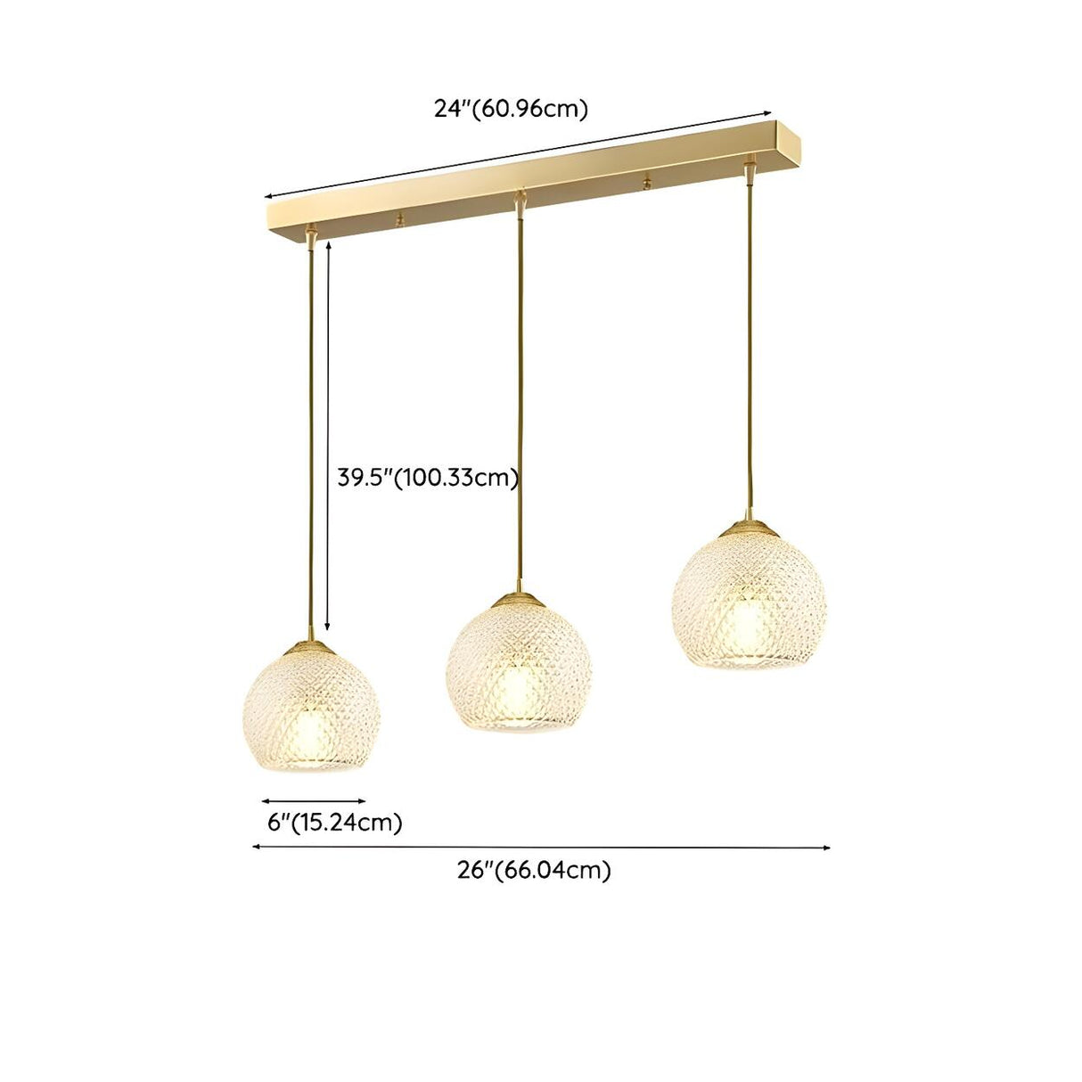 3-Light Contemporary Textured Globe Island Pendant Light