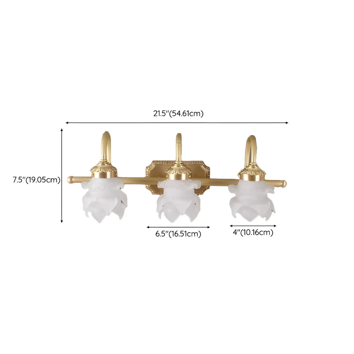 3-Light Decorative Gold Floral Glass Vanity Light Image - 12