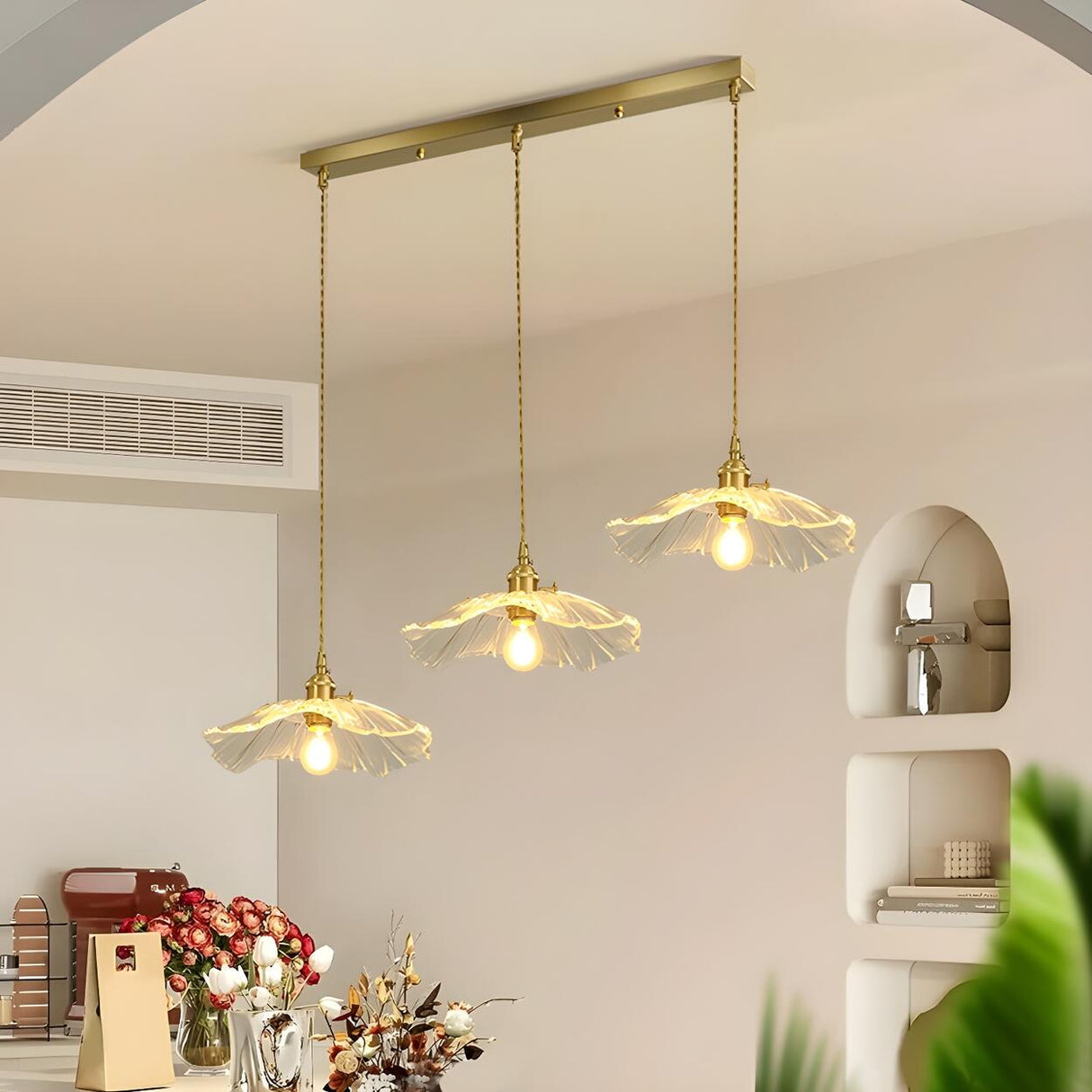 3-Light Elegant Floral Adjustable Island Light Fixture Image - 1