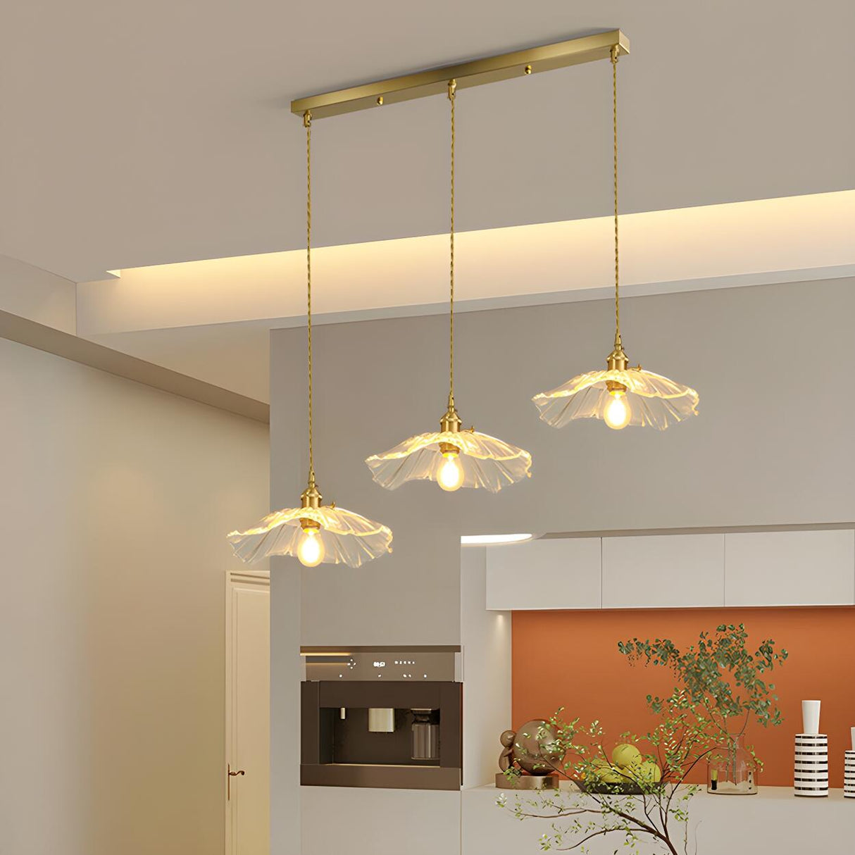 3-Light Elegant Floral Adjustable Island Light Fixture Image - 12