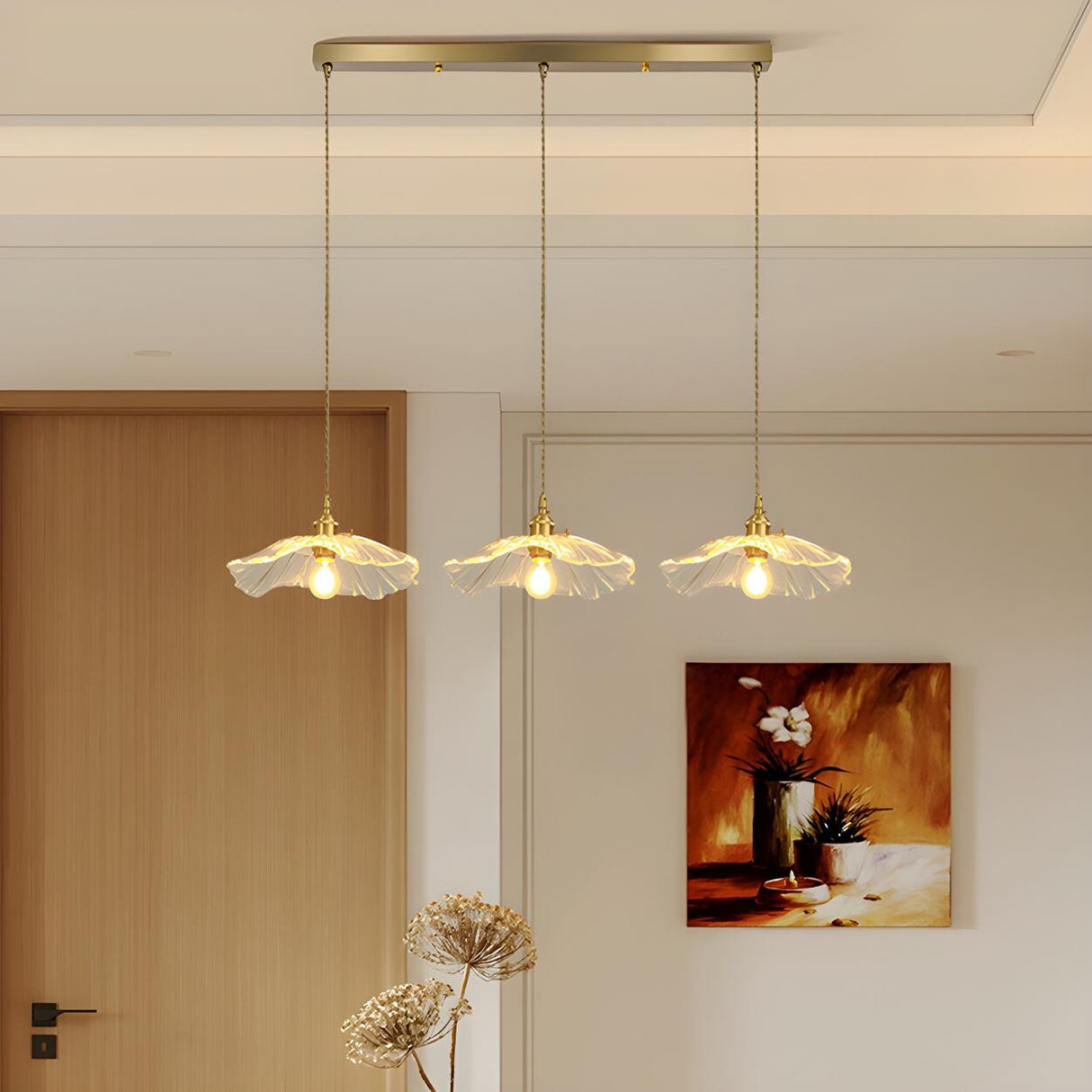 3-Light Elegant Floral Adjustable Island Light Fixture Image - 13