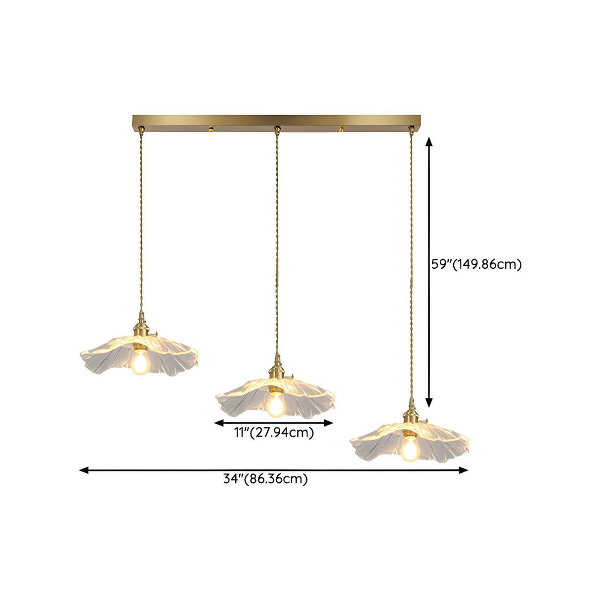 3-Light Elegant Floral Adjustable Island Light Fixture