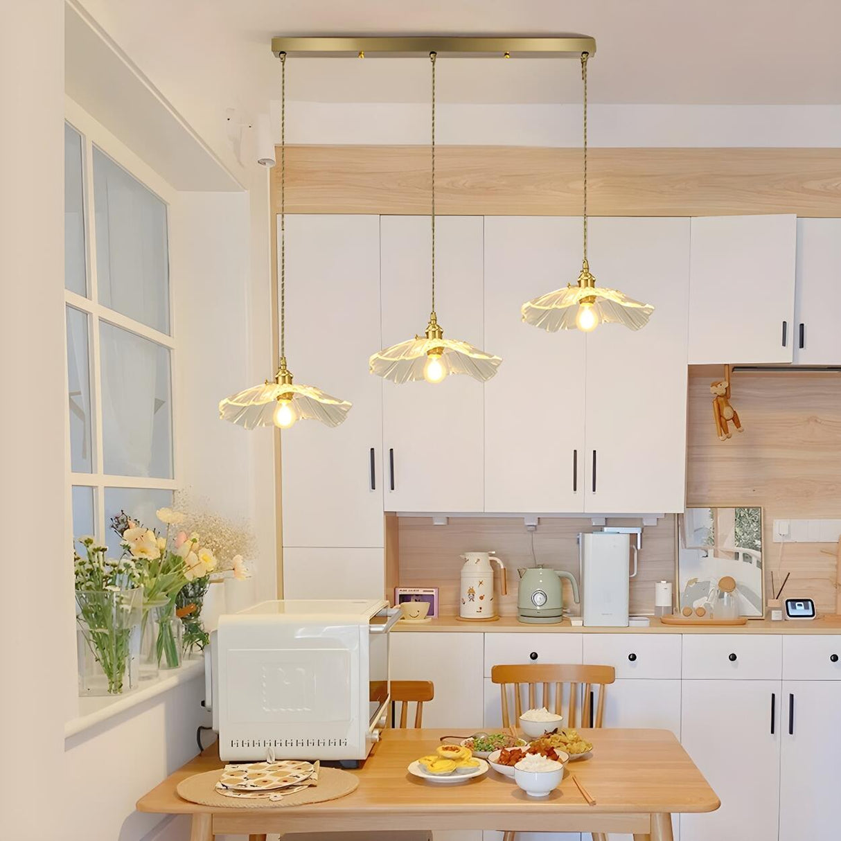 3-Light Elegant Floral Adjustable Island Light Fixture Image - 2