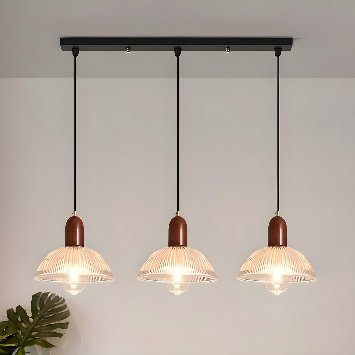 3-Light Modern Dome Clear Glass Island Pendant Light Image - 11