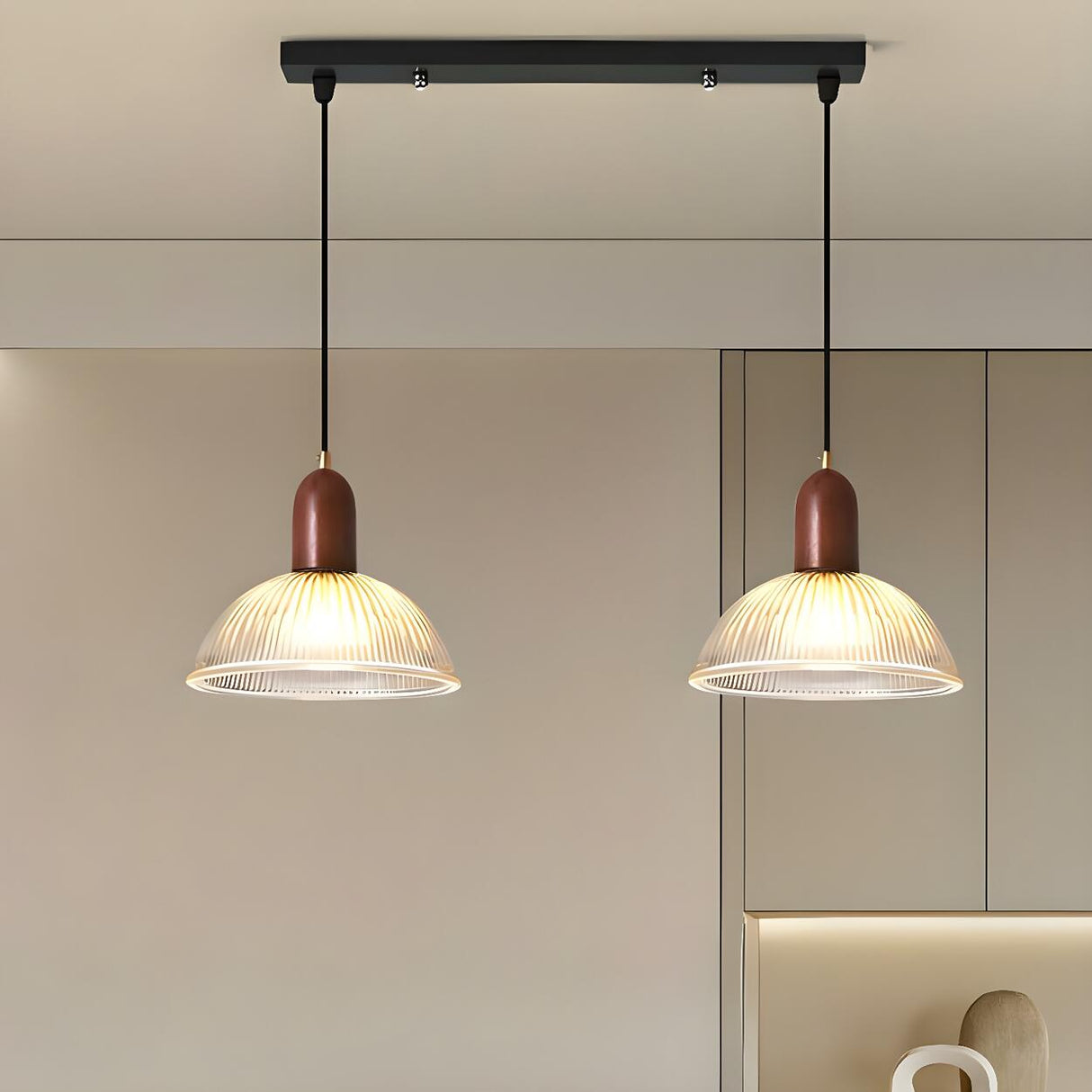 3-Light Modern Dome Clear Glass Island Pendant Light Image - 4