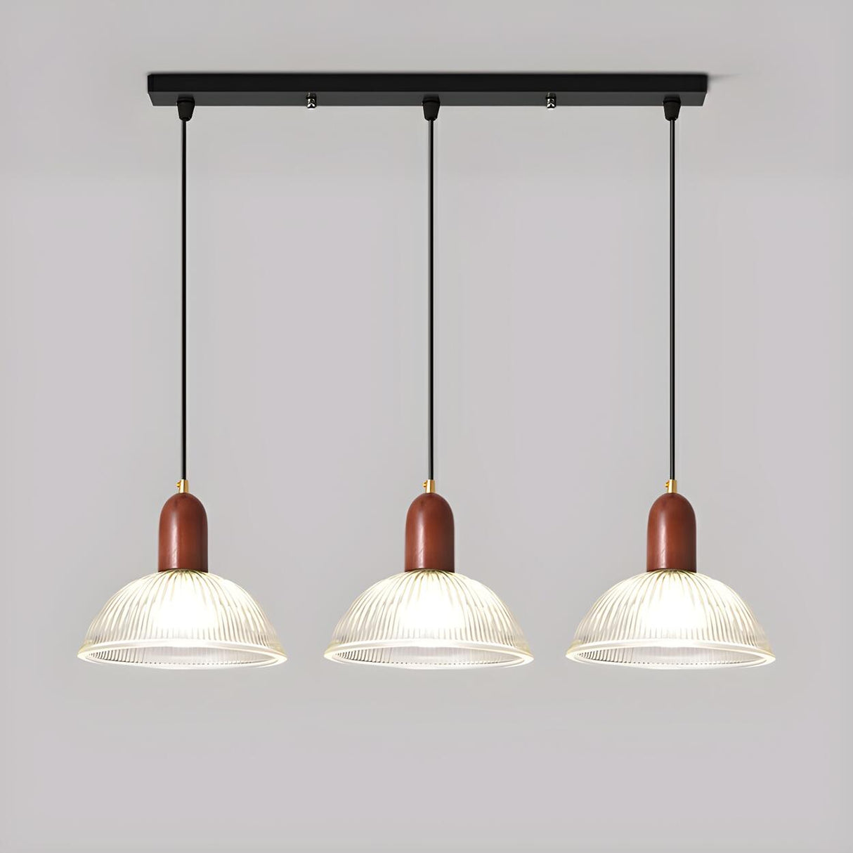 3-Light Modern Dome Clear Glass Island Pendant Light Image - 5