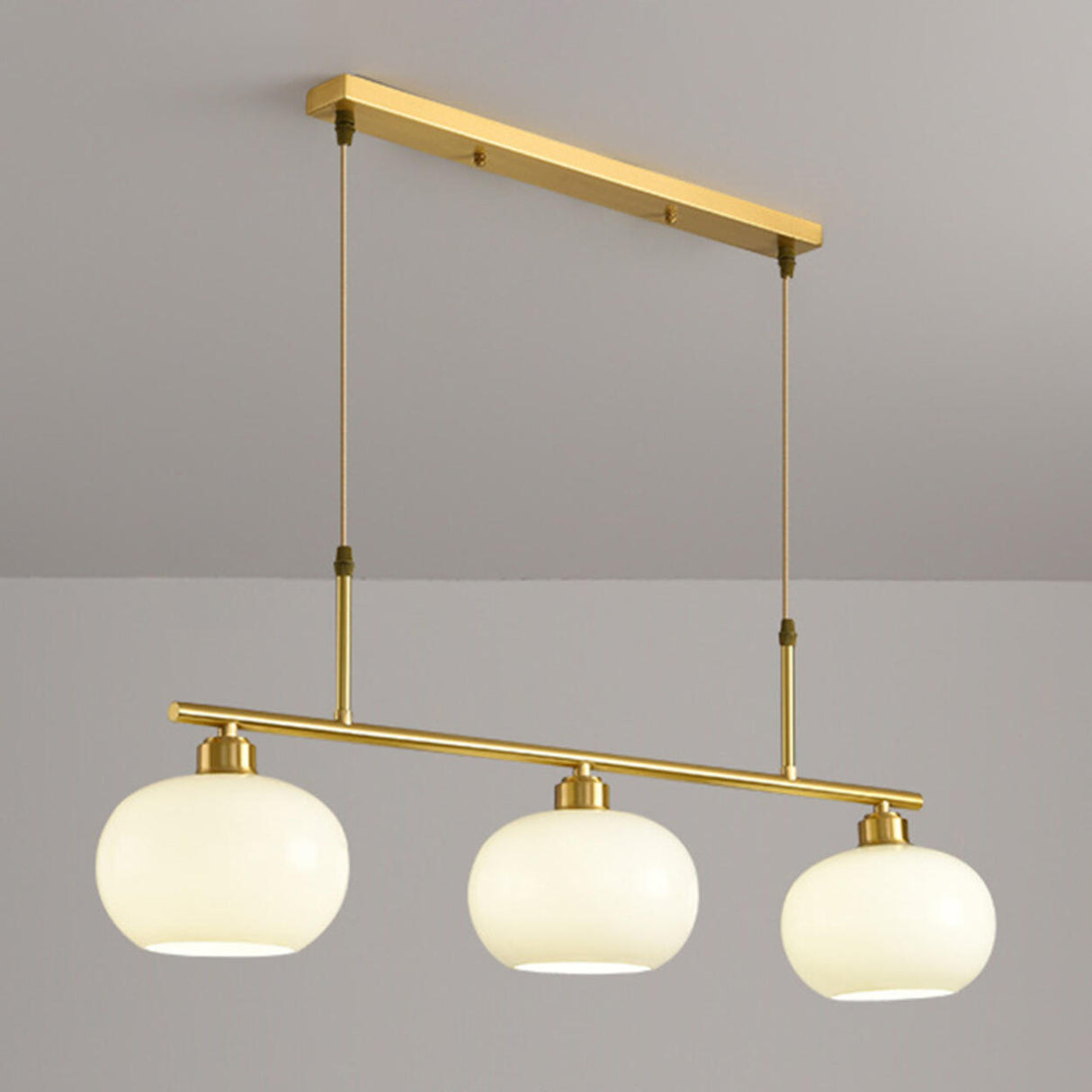 3-Light Modern Round Gold Frame Island Pendant Light Image - 11