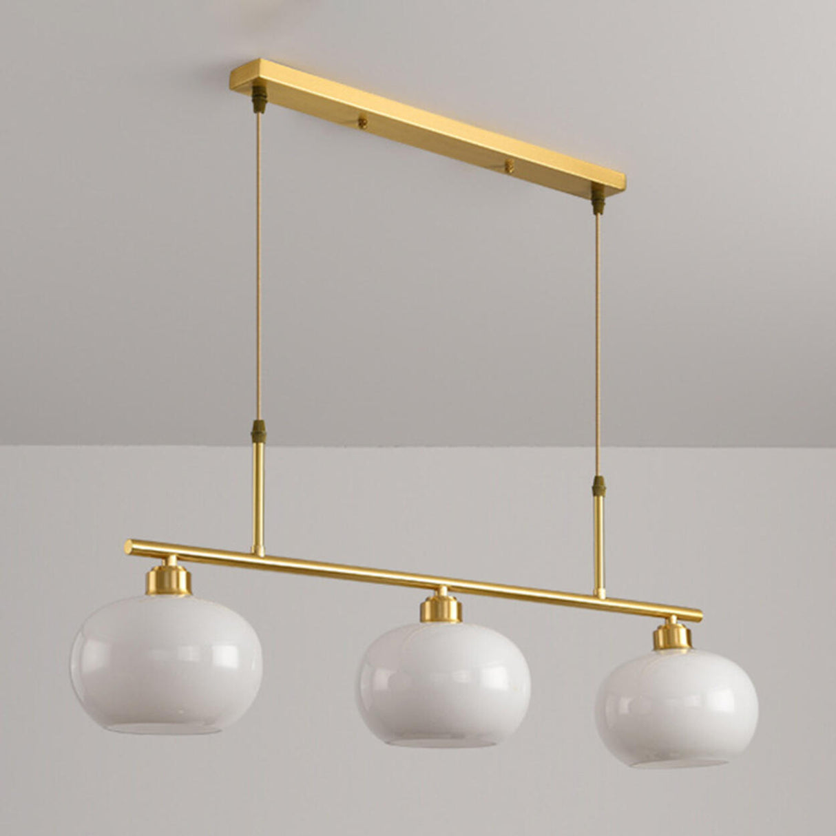 3-Light Modern Round Gold Frame Island Pendant Light Image - 12