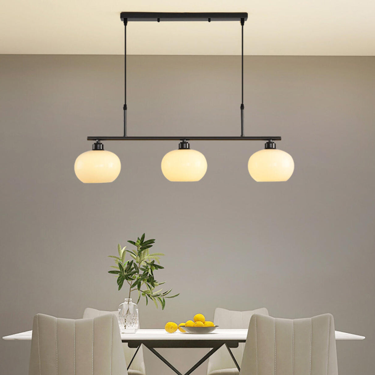 3-Light Modern Round Gold Frame Island Pendant Light Image - 17