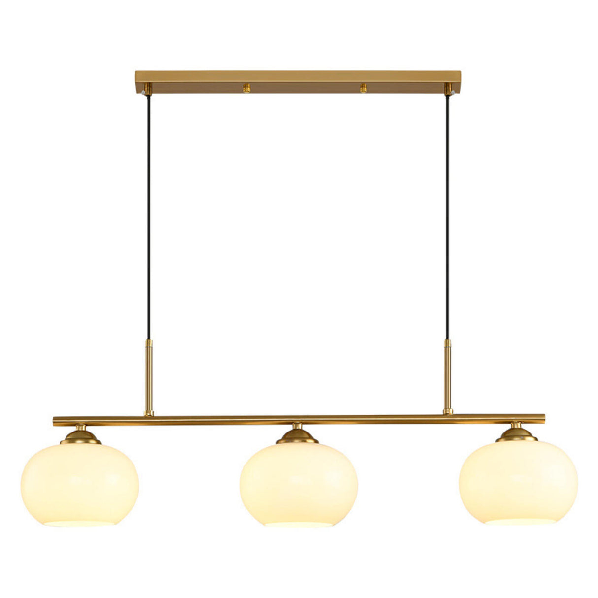 3-Light Modern Round Gold Frame Island Pendant Light Image - 8