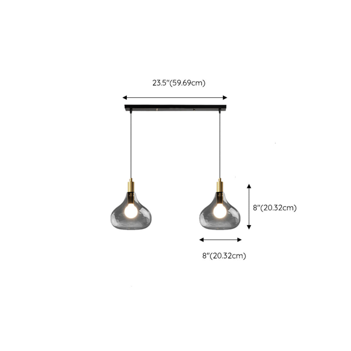 3-Light Modern Smoked Geometric Island Pendant Light