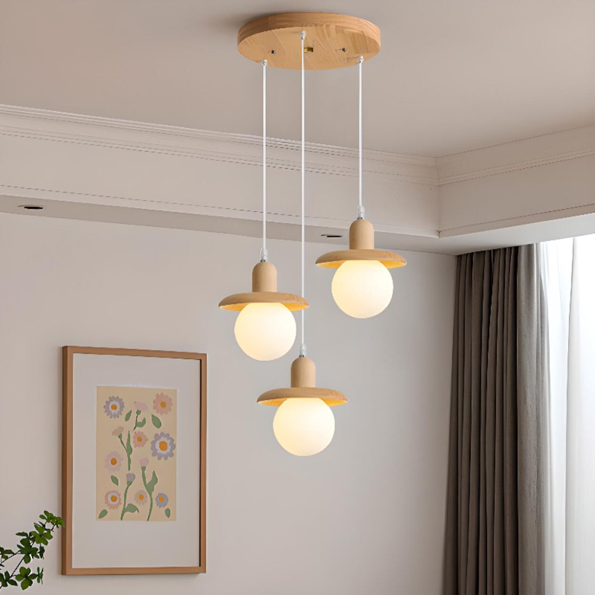 3-Light Modern White Glass Floral Pendant Lighting Image - 4