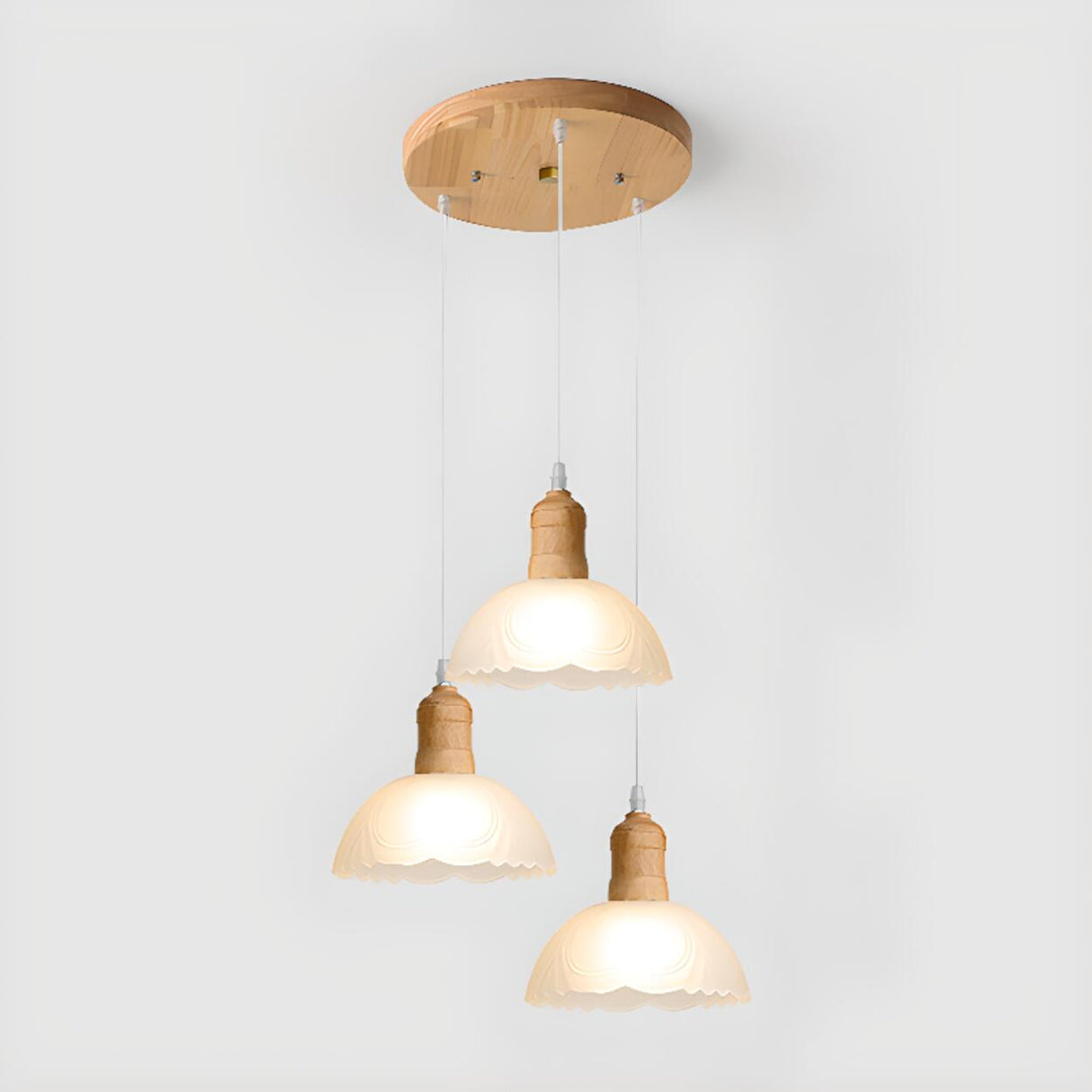 3-Light Modern White Glass Floral Pendant Lighting Image - 5