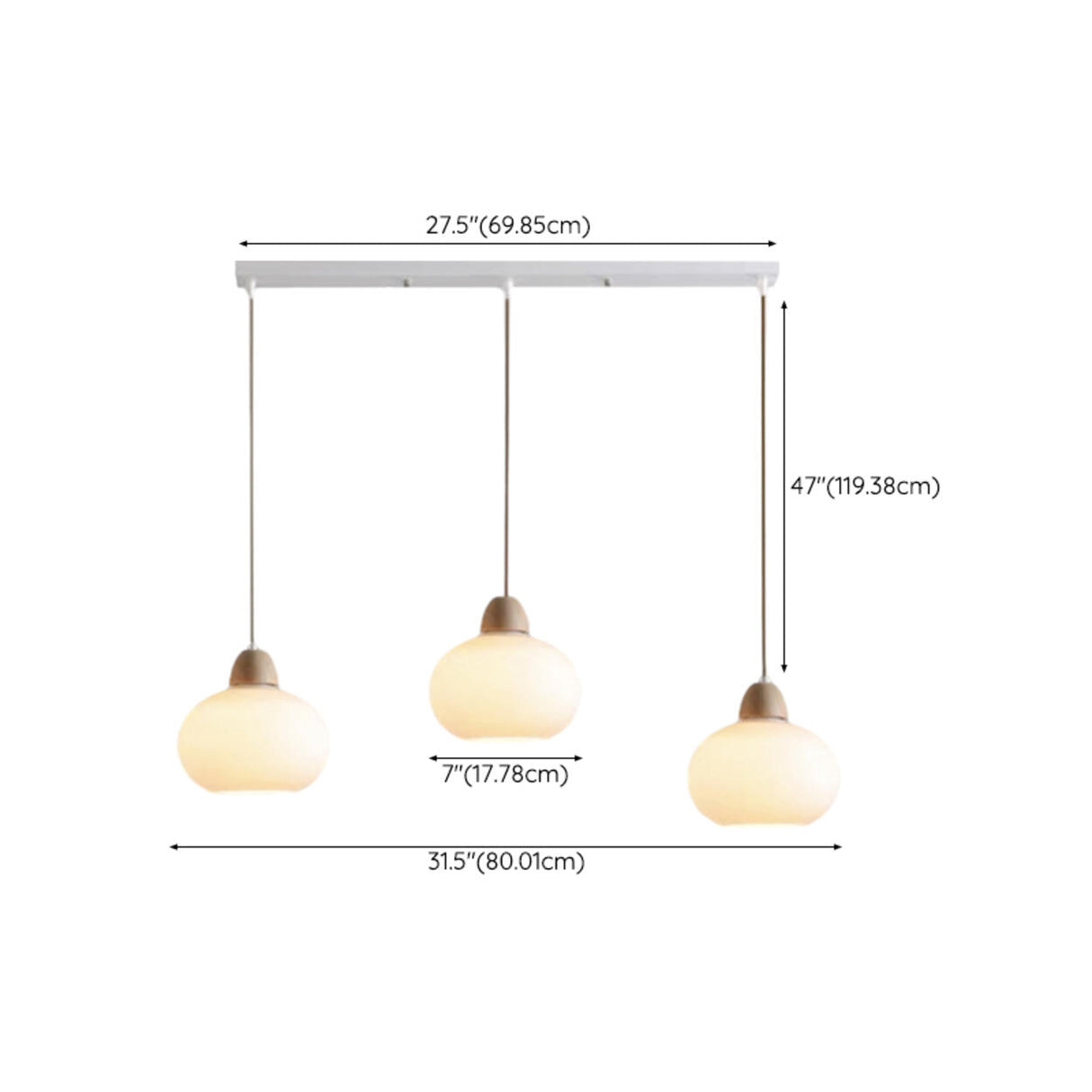 3-Light Modern White Round Island Pendant Light