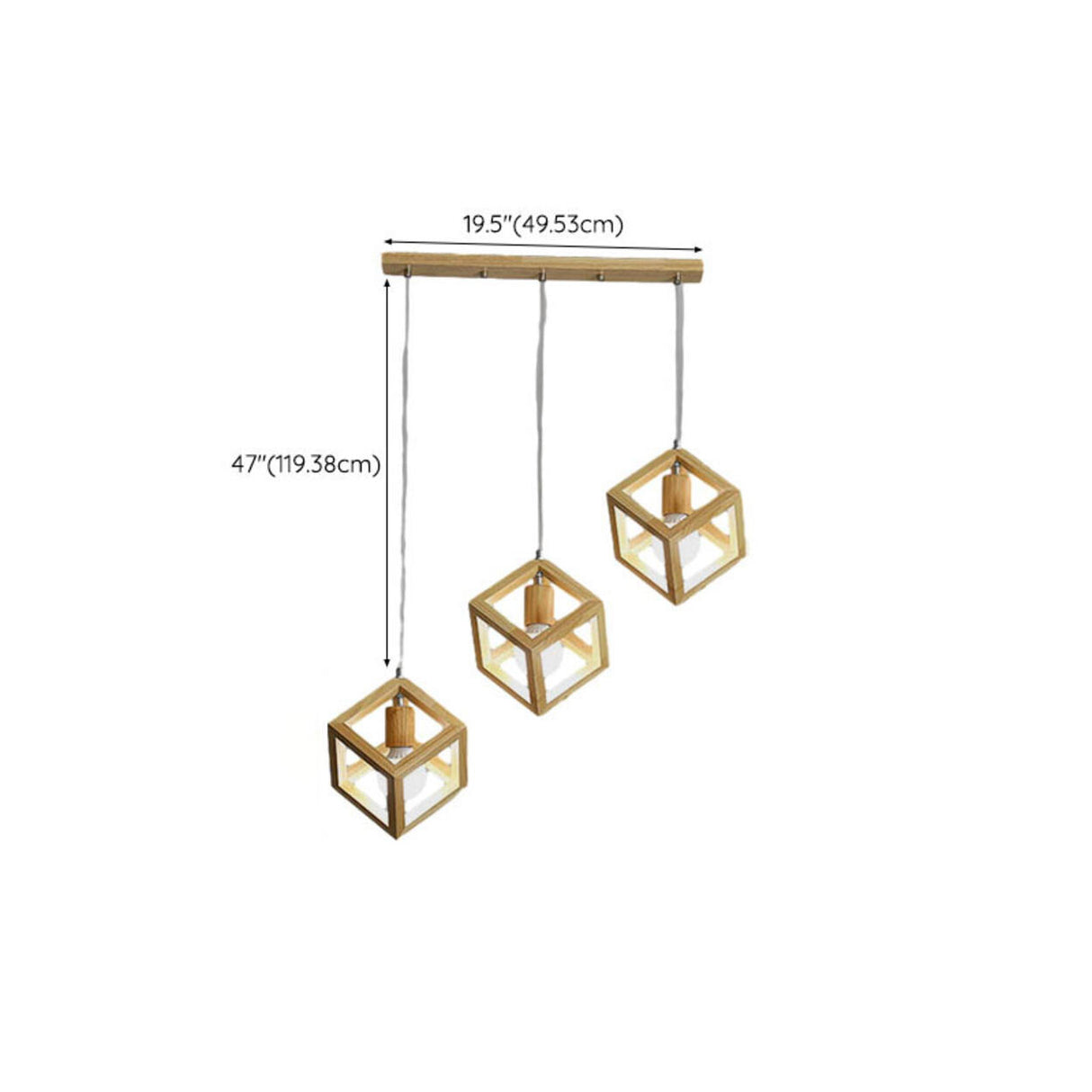 3-Light Triangular Modern Wooden Island Pendant Light