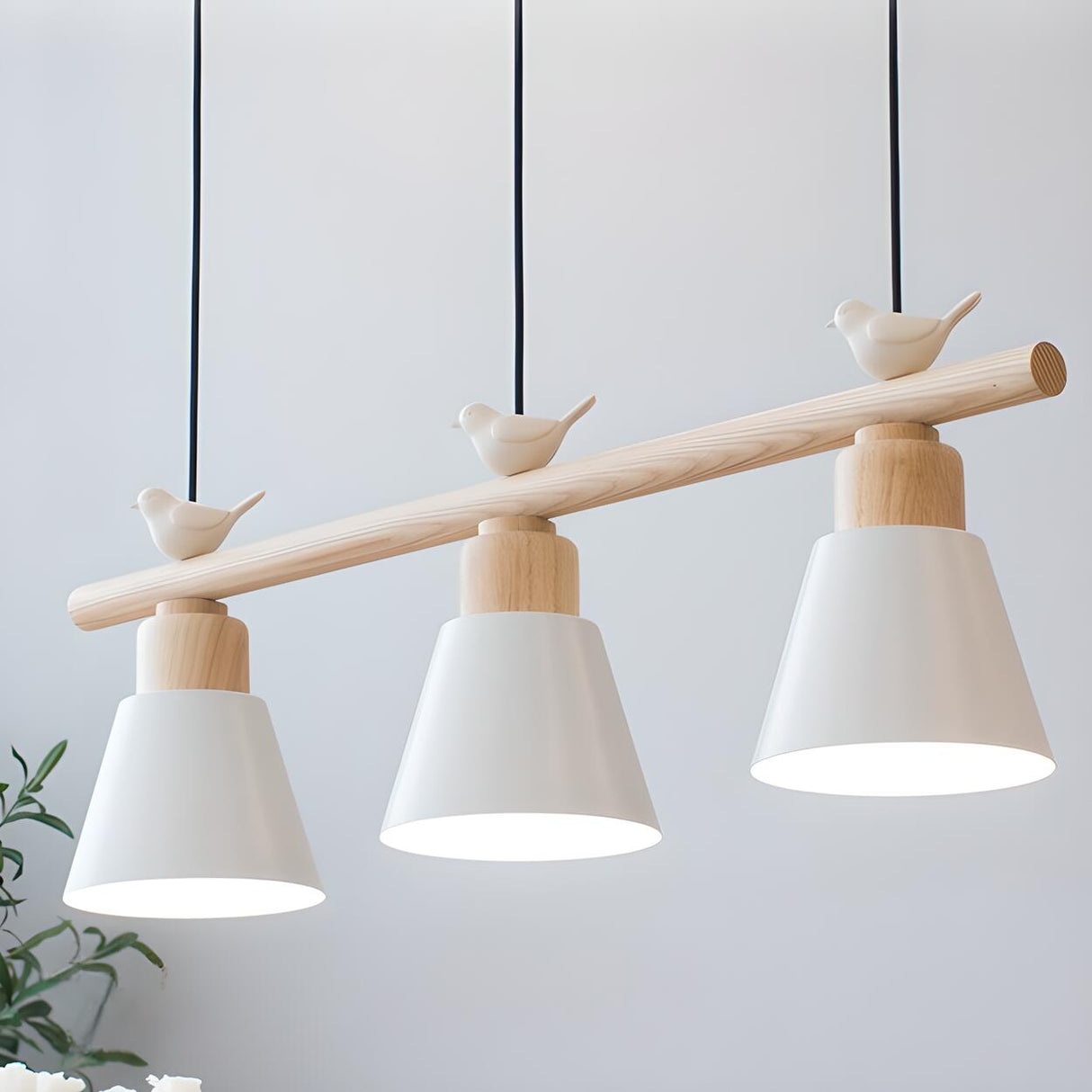 3-Light Yellow Dome and Bird Island Pendant Light Image - 12