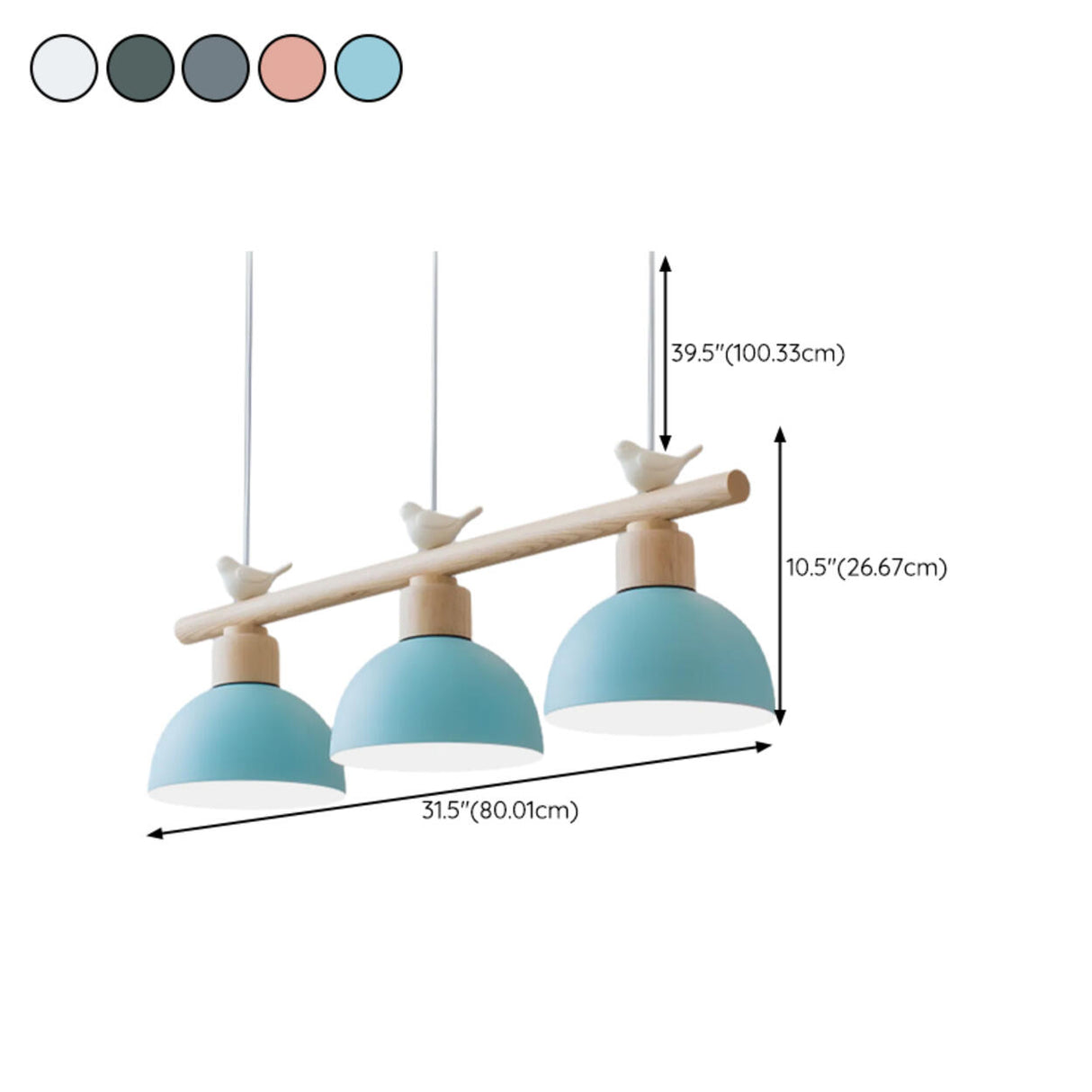 3-Light Yellow Dome and Bird Island Pendant Light