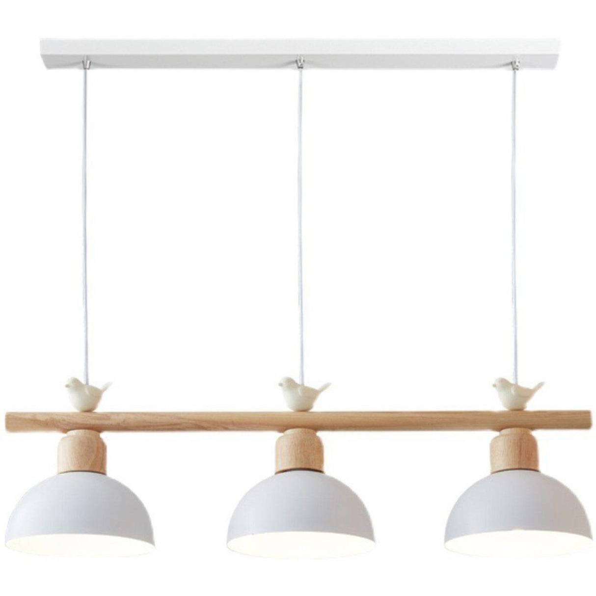 3-Light Yellow Dome and Bird Island Pendant Light Image - 5
