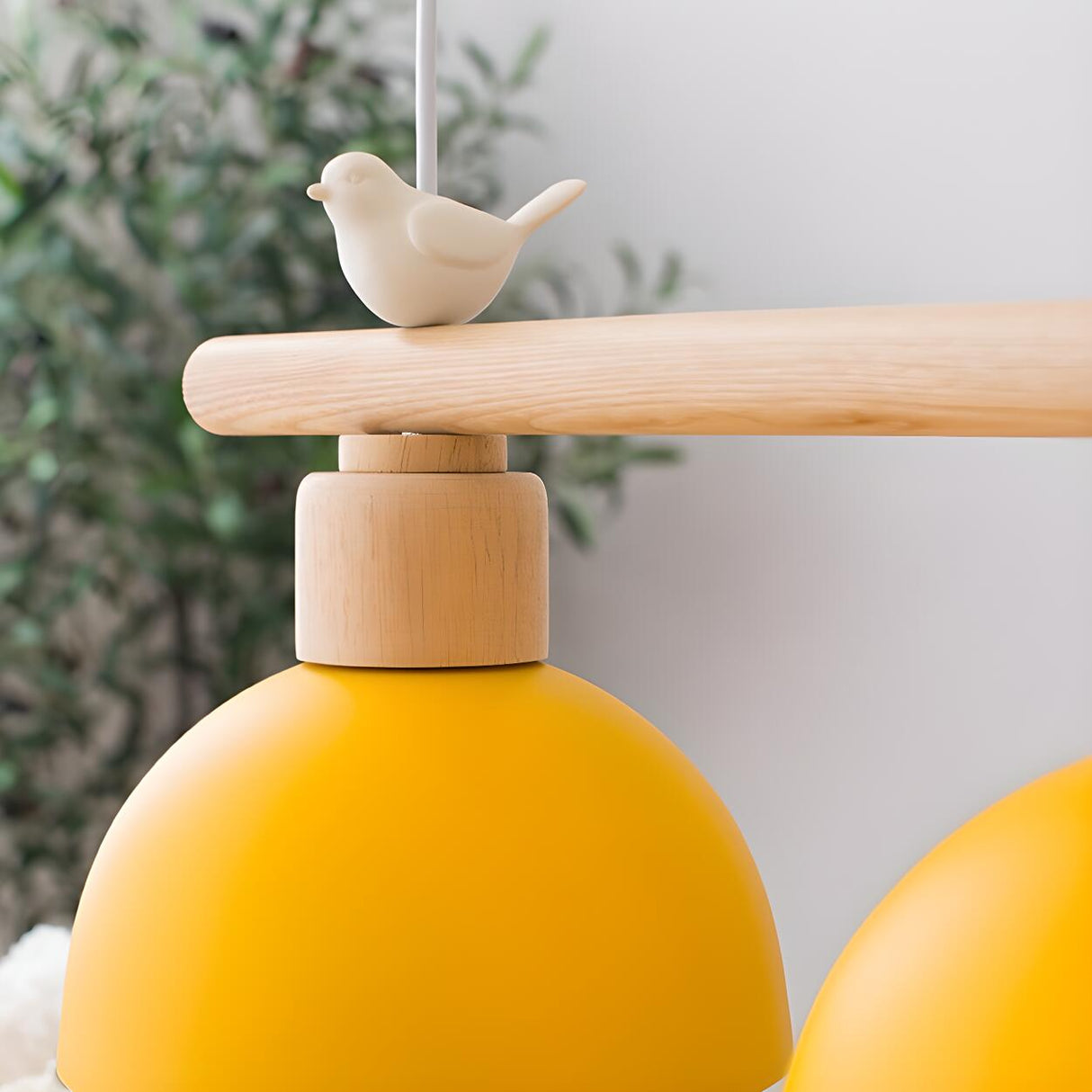 3-Light Yellow Dome and Bird Island Pendant Light Image - 7