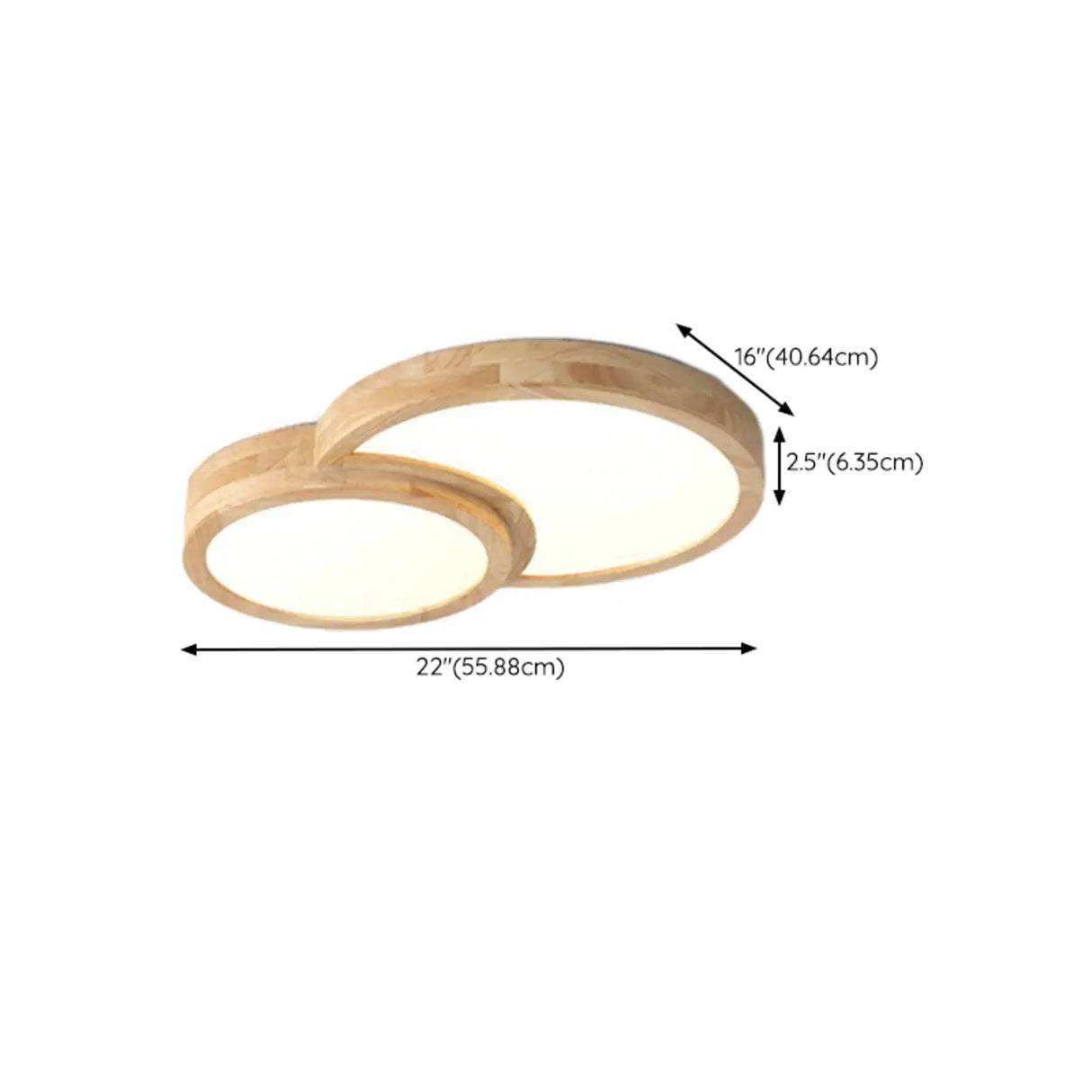 3 Lights Wood Round LED Flush Mount Light Living Room