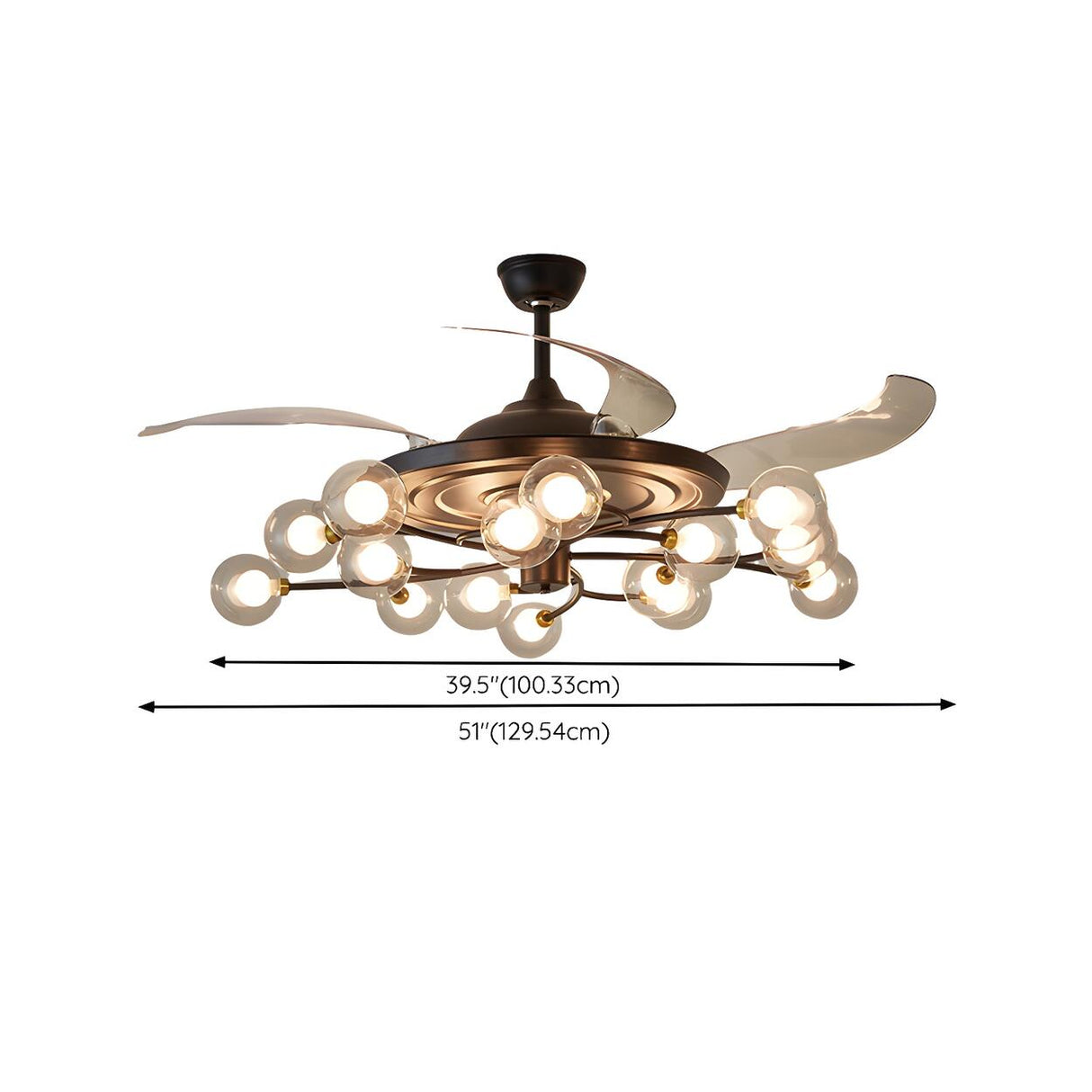 3-Speed Industrial Sputnik Ceiling Fan with Lights Image - 14