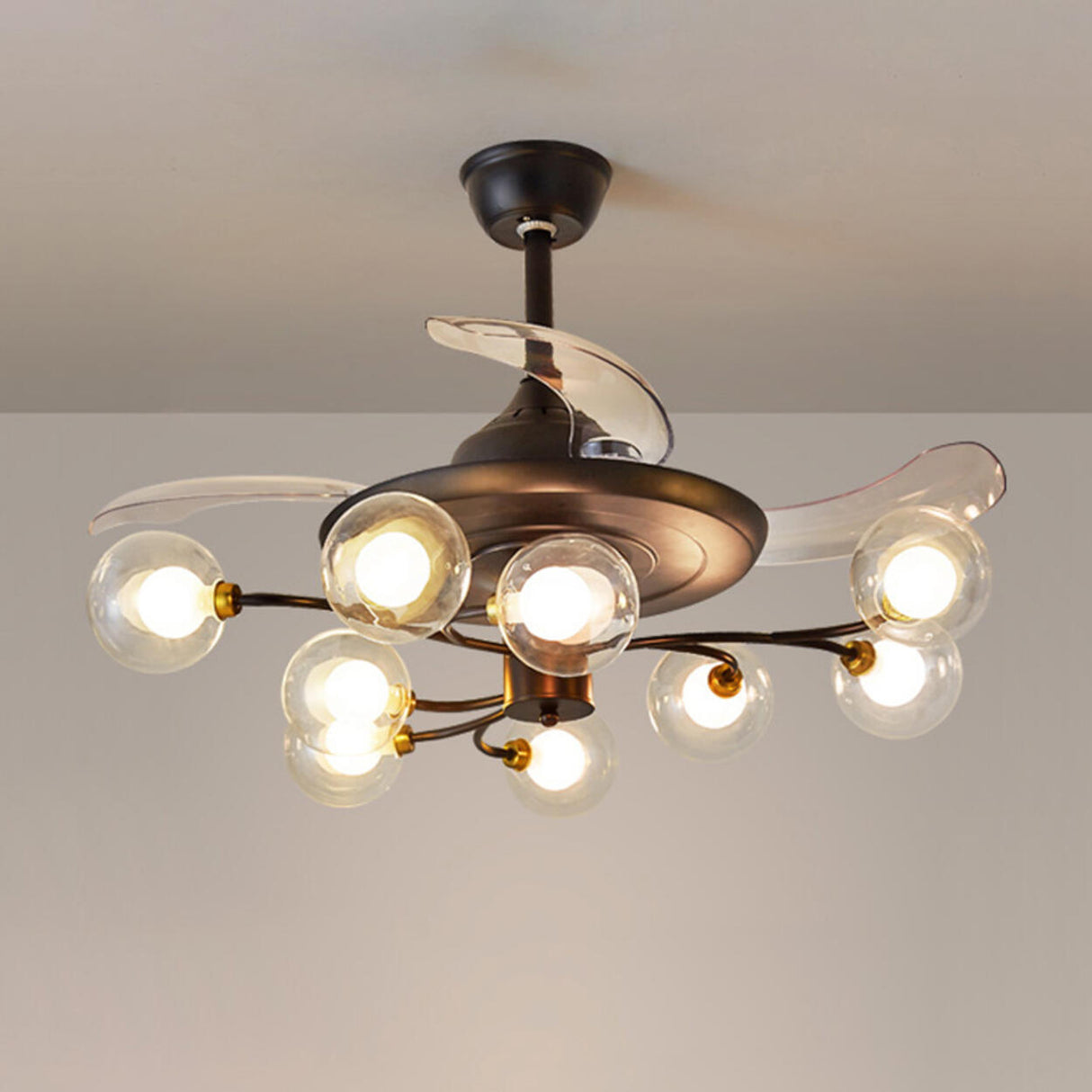 3-Speed Industrial Sputnik Ceiling Fan with Lights Image - 6