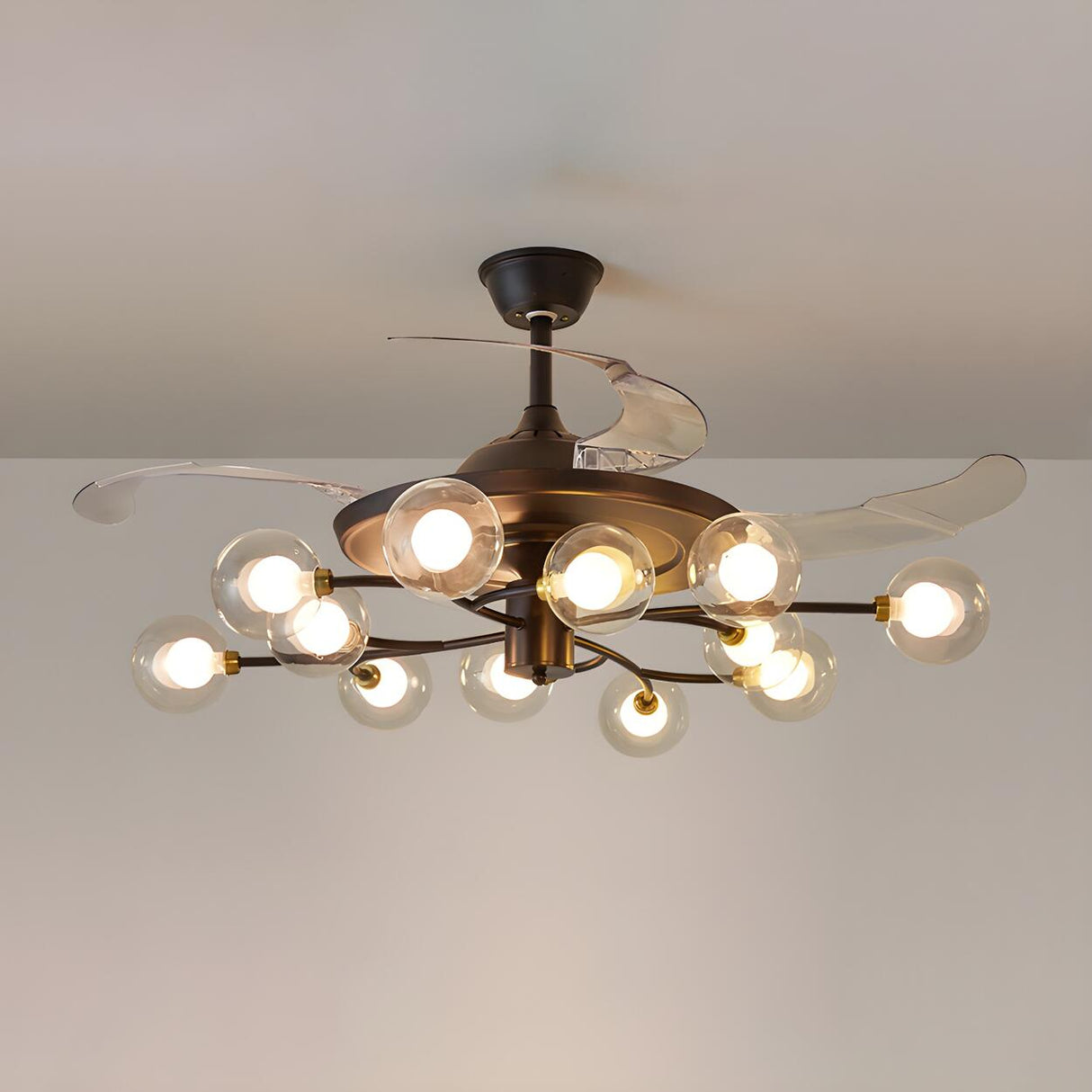 3-Speed Industrial Sputnik Ceiling Fan with Lights Image - 7