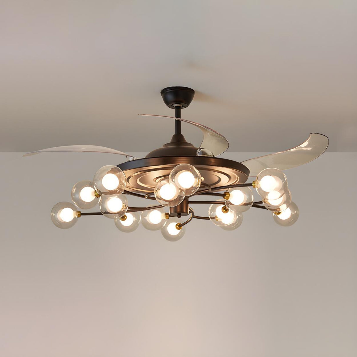 3-Speed Industrial Sputnik Ceiling Fan with Lights Image - 8