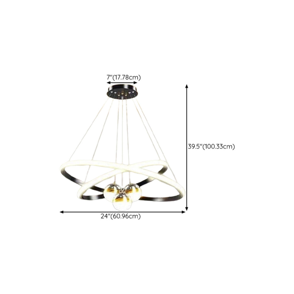 3 Tier Modern Starry Sky LED Ring Chandelier