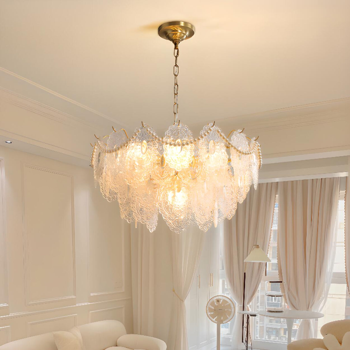 3 Tiers Clear Glass Pendant Chandelier Adjustable Height Image - 1