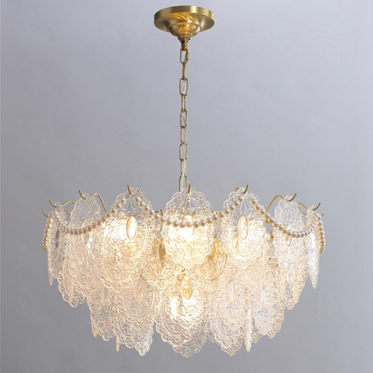 3 Tiers Clear Glass Pendant Chandelier Adjustable Height Image - 10