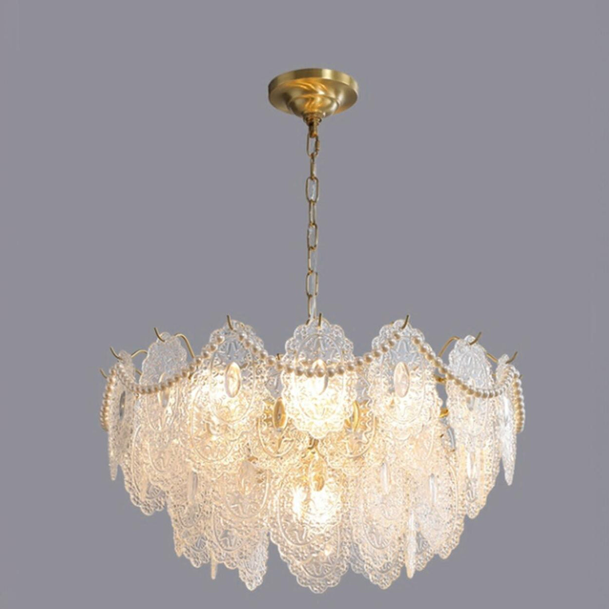 3 Tiers Clear Glass Pendant Chandelier Adjustable Height Image - 11