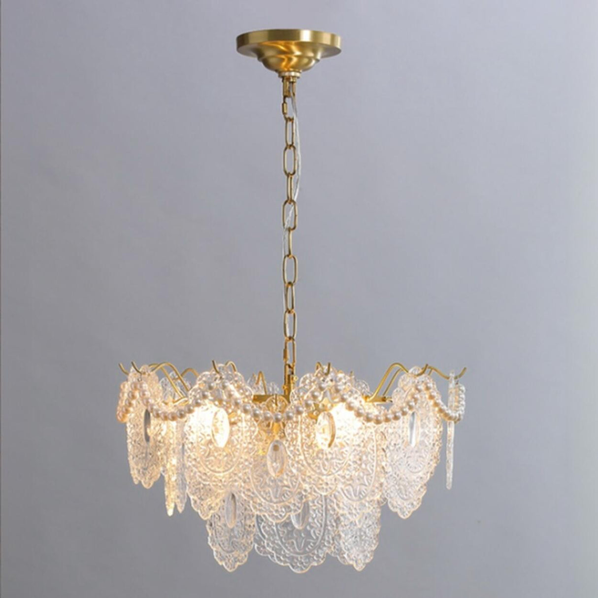 3 Tiers Clear Glass Pendant Chandelier Adjustable Height Image - 12